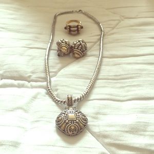 Earrings/Necklace/Ring set. Sterling.